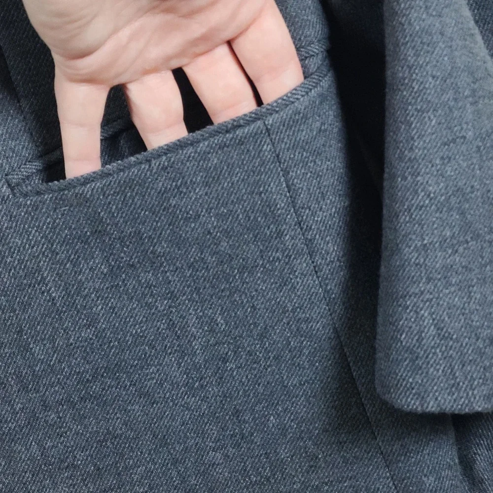 100 Merino Wool Sport Coat Mens 44R Gray Blazer Dark Academia Stafford Jacket